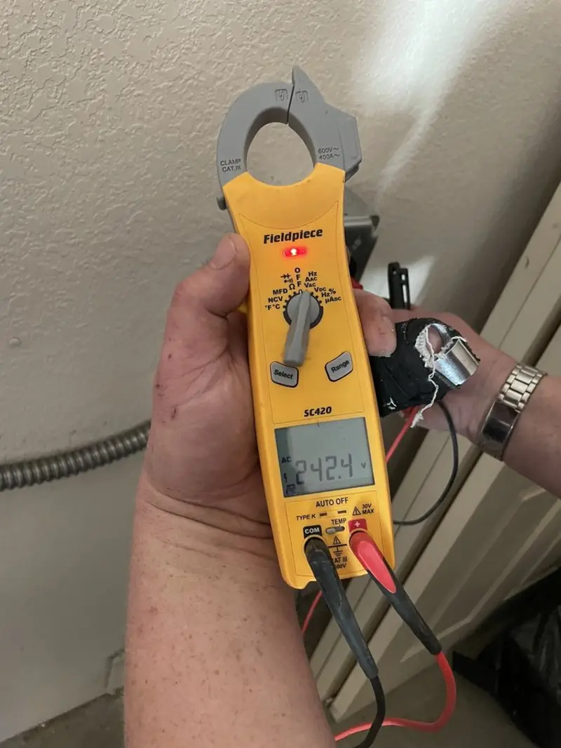 Voltage testing with clamp meter during Generator Installation in Suisun City